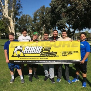 (Back): Rubio Long Snapping Instructor, Jason Bertoni, leads a Sunday session in CA.